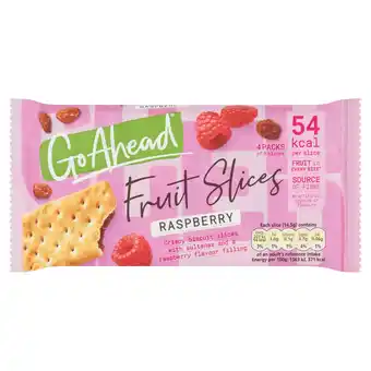 Tesco Go Ahead Raspberry Crispy Fruit Slices Snack Bars Multipack 4 x 43.6g offer