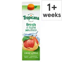 Tesco Tropicana Fresh & Light Crisp Apple juice Drink 850ml offer