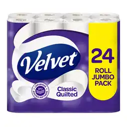 Tesco Velvet Classic Quilted Toilet Tissue 24 Rolls offer