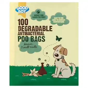 Tesco Good Boy Antibacterial Degradable Poo Bags X 100 offer