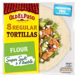 Tesco Old El Paso Regular Super Soft Flour Tortillas Wraps 8Pk 326G offer