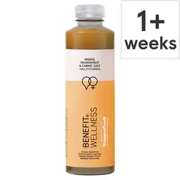 Tesco BENEFIT WELLNESS MANGO, PASSION FRUIT & CARROT JUICE + MULTIVITAMINS 750ml offer