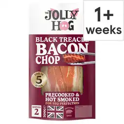 Tesco The Jolly Hog Black Treacle Bacon Chops 300g offer