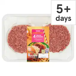 Tesco Tesco 4 Smash Burger 340g offer