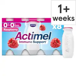 Tesco Actimel Raspberry Fat Free Immunity Live Yoghurt Drink Multipack 8X100g offer