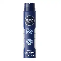 Tesco Nivea Men Cool Kick Antiperspirant Deodorant 250Ml offer