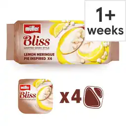Tesco Muller Bliss Whipped Greek Style Yogurt Lemon Meringue Pie 4 x 100g offer