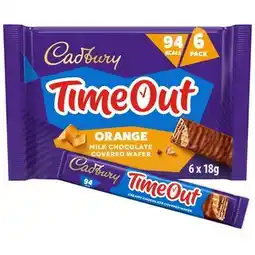 Tesco Cadbury TimeOut Orange Milk Chocolate Covered Wafer 6 Pack 108g offer