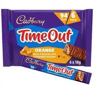 Tesco Cadbury TimeOut Orange Milk Chocolate Covered Wafer 6 Pack 108g offer