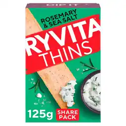 Tesco Ryvita Thins Flatbreads - Rosemary & Sea Salt 125g offer
