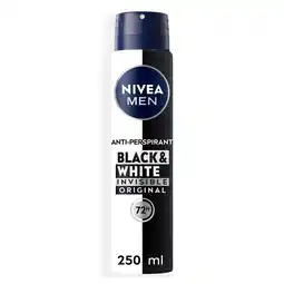 Tesco NIVEA MEN Black & White Original Anti-Perspirant Deodorant Spray 250ml offer