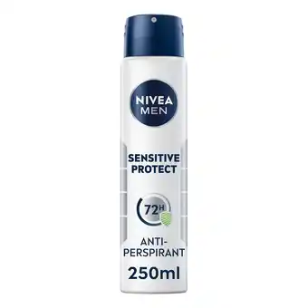 Tesco NIVEA MEN Sensitive Protect Anti-Perspirant Deodorant Spray 250ml offer