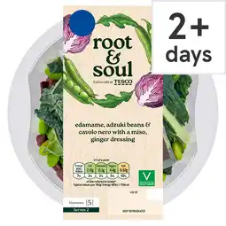 Tesco Root & Soul Shredded Red Cabbage and Cavolo Nero with Adzuki & Edamame Beans with grains 300g offer