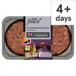 Tesco Tesco Finest 2 Caramelised Onion Burgers 340g offer