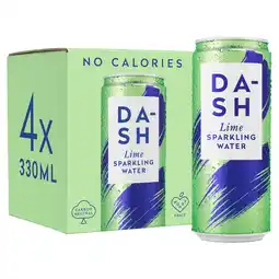 Tesco Dash Lime Sparkling Water 4 x 330ml offer