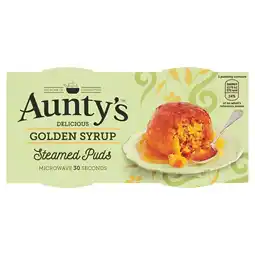 Tesco Auntys Golden Syrup Puddings 2 X 95G offer