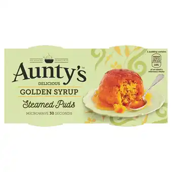 Tesco Auntys Golden Syrup Puddings 2 X 95G offer