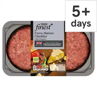 Tesco Tesco Finest Extra Mature Cheddar 2 Beef Burgers 340g offer