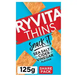 Tesco Ryvita Thins Snack It Sea Salt & Cider Vinegar Flavour Flatbread Snacks 125g offer