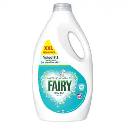 Tesco Fairy Non Biological Washing Liquid Detergent 63 washes 1953ml offer