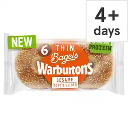 Tesco Warburtons Thin Bagels - Sesame 6 Pack offer
