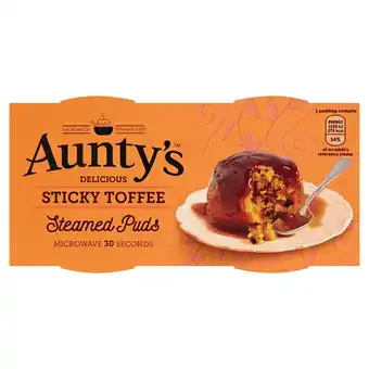 Tesco Auntys Sticky Toffee Puddings 2 X 95G offer