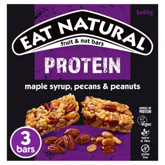 Tesco Eat Natural Protein Bars - Maple Syrup, Pecans & Peanuts 3 Pack 40g offer