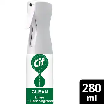 Tesco Cif Infinite Clean All in One: Clean Lime and Lemongrass Spray 280ml offer