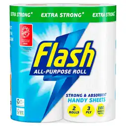 Tesco Flash All Purpose Handy Sheets 2 Rolls offer