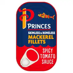 Tesco Princes Skinless Boneless Mackerel Fillets Spicy Tomato Sauce 125G offer