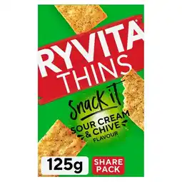 Tesco Ryvita Thins Snack It Sour Cream & Chive Flavour Flatbread Snacks 125g offer