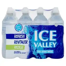 Tesco ICE VALLEY Still Spring Water Sports Cap 12x750ml offer