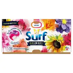 Tesco Surf 3 in 1 Blossom Burst Laundry Capsules 26 Washes 449g offer