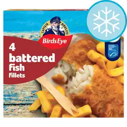 Tesco Birds Eye 4 Battered Fish Fillets 400G offer