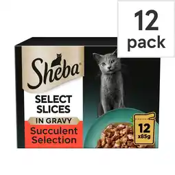Tesco Sheba Select Slices Cat Food Pouches Succulent Mix Gravy 12x85g offer