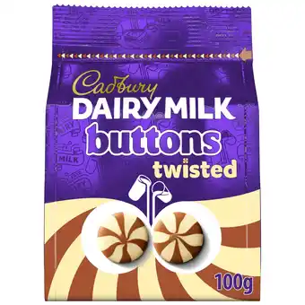 Tesco Cadbury Dairy Milk Twisted Chocolate Buttons Bag 100G offer