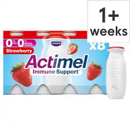 Tesco Actimel Strawberry Fat Free Immunity Live Yoghurt Drink Multipack 8x100g offer
