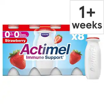 Tesco Actimel Strawberry Fat Free Immunity Live Yoghurt Drink Multipack 8x100g offer