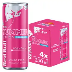 Tesco Red Bull Sugar Free Energy Drink Summer White Peach Edition 250ml X 4 offer