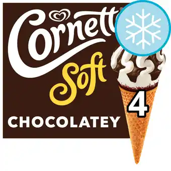 Tesco Cornetto Soft Chocolate And Vanilla Cones 4X140ml offer