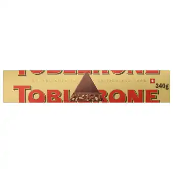 Tesco TOBLERONE MILK CHOCOLATE WITH HONEY & ALMOND NOUGAT 340g offer