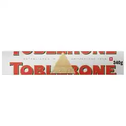 Tesco TOBLERONE WHITE CHOCOLATE WITH HONEY & ALMOND NOUGAT 340g offer