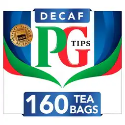 Tesco PG Tips 160 Decaf Tea Bags 464g offer
