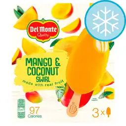 Tesco Del Monte Mango & Coconut Swirl Ice Cream Sticks 3x90ml offer