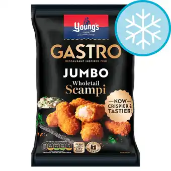 Tesco Youngs Gastro Jumbo Wholetail Scampi 230G offer