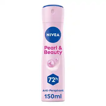 Tesco NIVEA Pearl & Beauty Antiperspirant Deodorant Spray 150ml offer