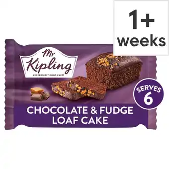 Tesco Mr Kipling Chocolate & Fudge Loaf Cake 220g offer