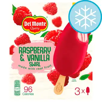 Tesco Del Monte Raspberry & Vanilla Swirl Ice Cream Sticks 3x90ml offer