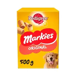 Tesco Pedigree Markies Dog Food Treat Biscuits Marrobone 500g offer