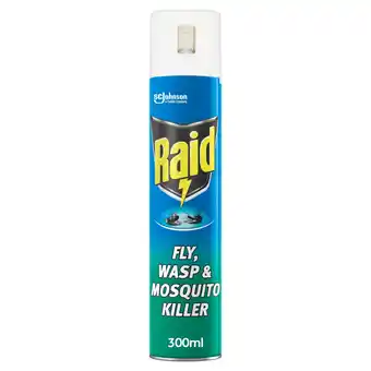 Tesco Raid Wasp, Mosquito & Fly Killer Eucalyptus Aerosol Spray 300ml offer